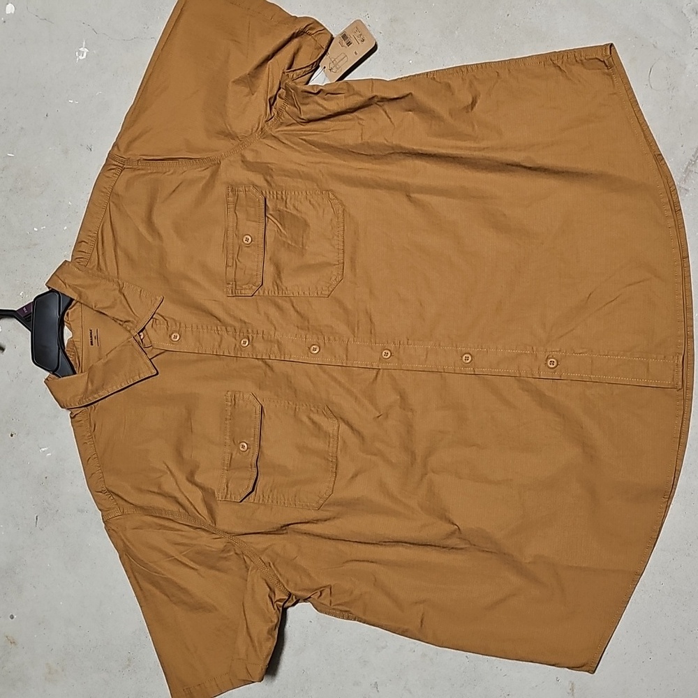 Nwt Mens Brown Short Sleeve Button-Up Shirt